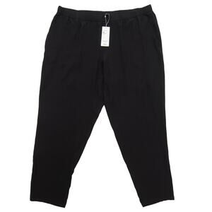 Eileen Fisher Black System 100% Silk Georgette Crepe Slouchy Ankle Pants Size XL